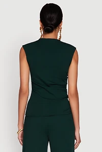 Womens Ribbed Knit Sleeveless Solid Top,