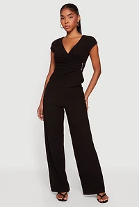 High Waisted Wide Leg Pull On Pants