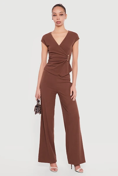 High Waisted Wide Leg Pull On Pants