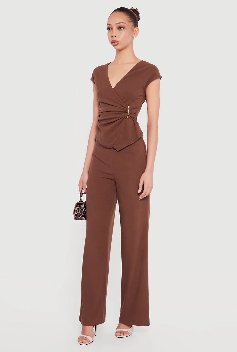 High Waisted Wide Leg Pull On Pants