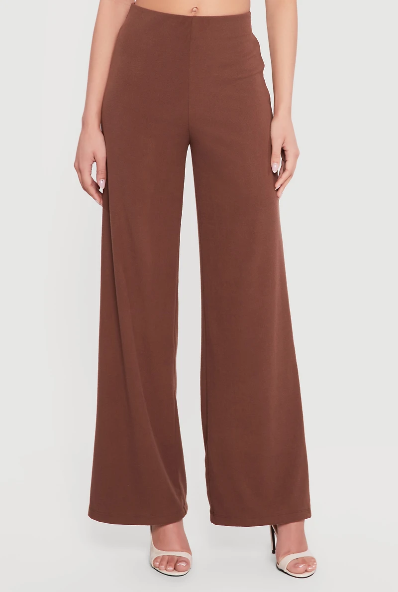 High Waisted Wide Leg Pull On Pants