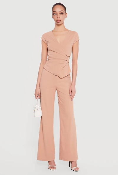 High Waisted Wide Leg Pull On Pants