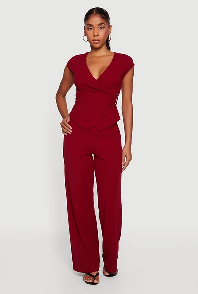 High Waisted Wide Leg Pull On Pants