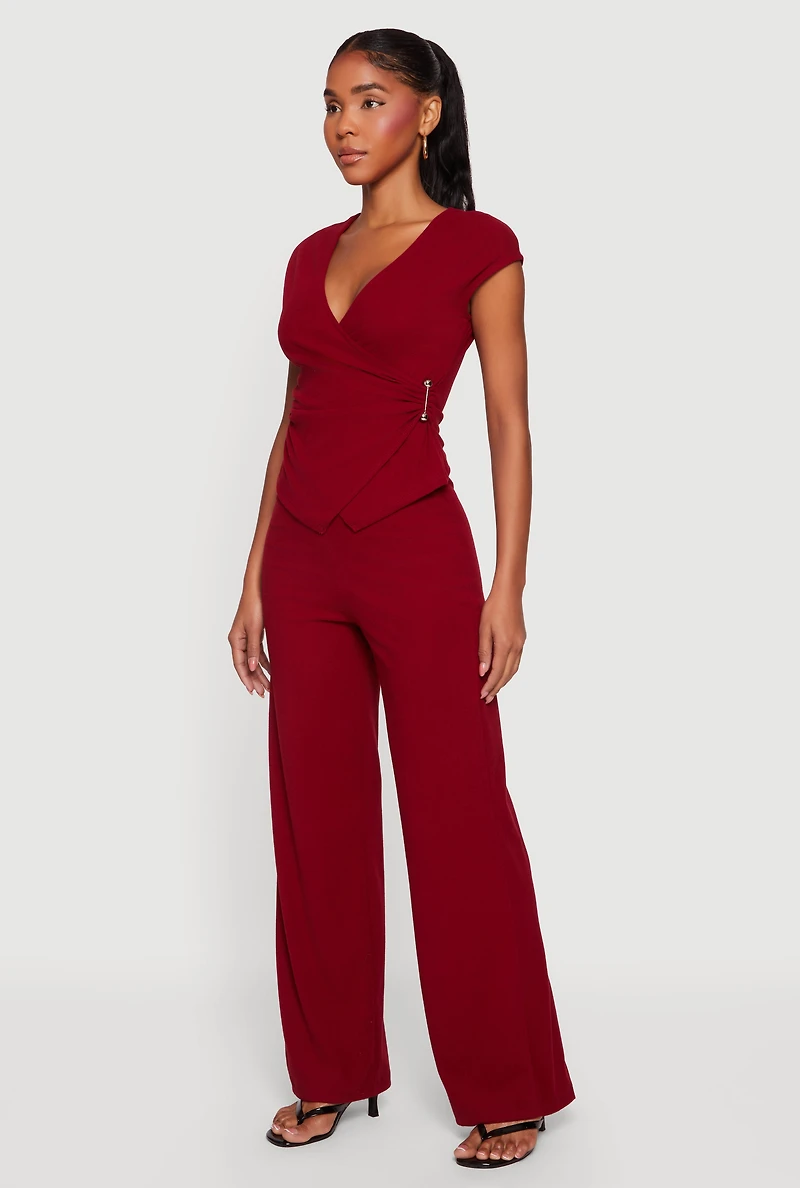 High Waisted Wide Leg Pull On Pants