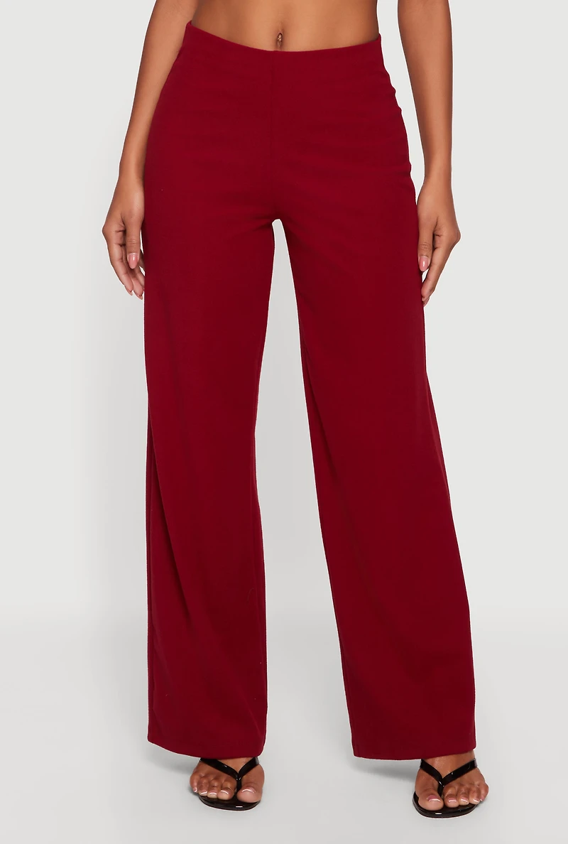 High Waisted Wide Leg Pull On Pants