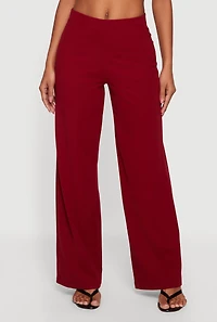High Waisted Wide Leg Pull On Pants