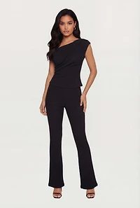 Textured Knit Flare Leg Pants