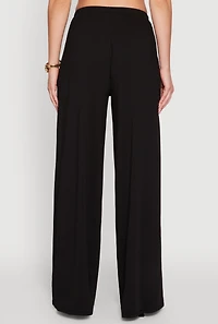 Womens High Waisted Wide Leg Ribbed Knit Casual Pants,