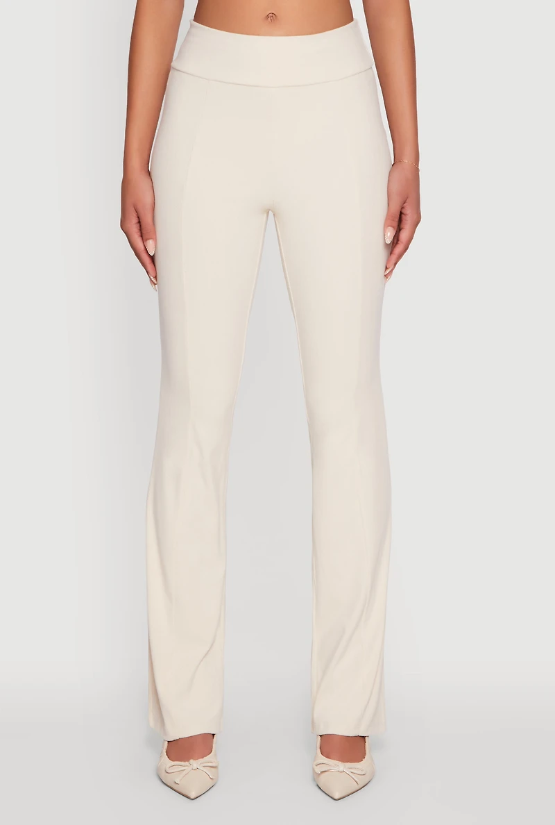 Womens Brushed Knit Pintuck Pull On Slim Pants, L