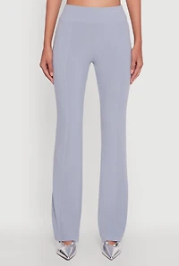 Womens Brushed Knit Pintuck Pull On Slim Pants, Blue,