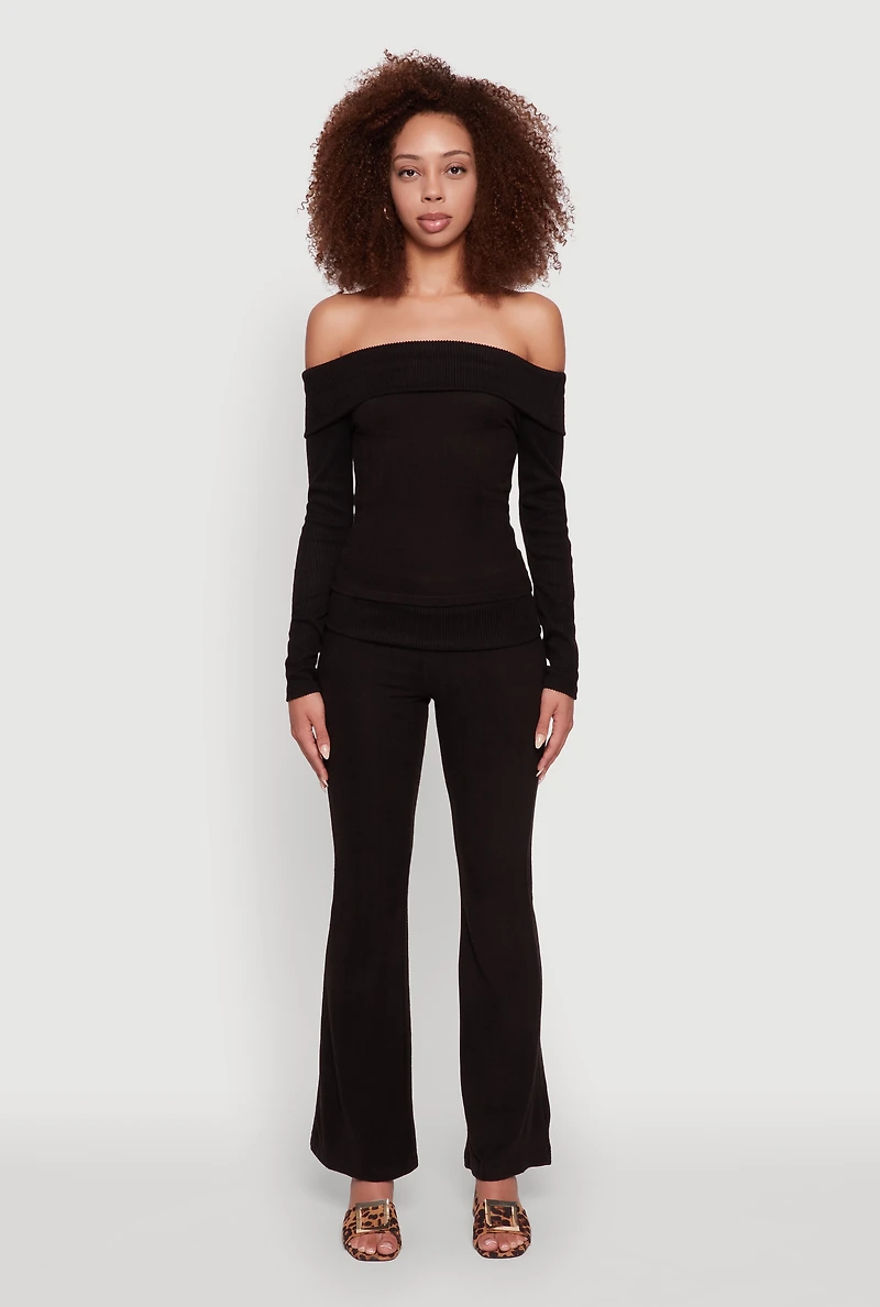 Womens Haute Monde High Waisted Flare Leg Pants, S