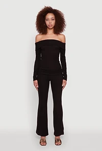 Womens Haute Monde High Waisted Flare Leg Pants, S