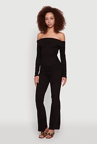 Womens Haute Monde High Waisted Flare Leg Pants, S