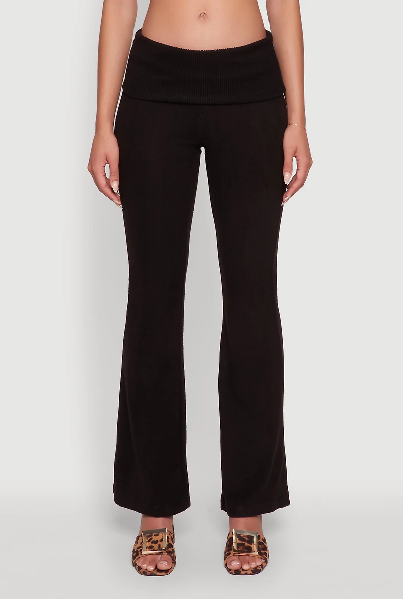 Womens Haute Monde High Waisted Flare Leg Pants, Black, Size L