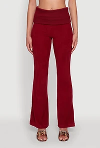 Womens Haute Monde High Waisted Flare Leg Pants, Burgundy, Size S