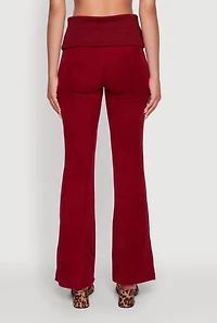Womens Haute Monde High Waisted Flare Leg Pants, Burgundy, Size S