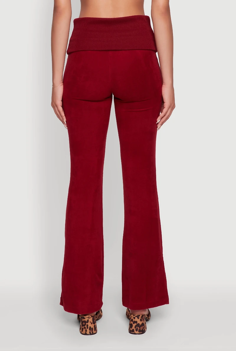 Womens Haute Monde High Waisted Flare Leg Pants, Burgundy, Size S