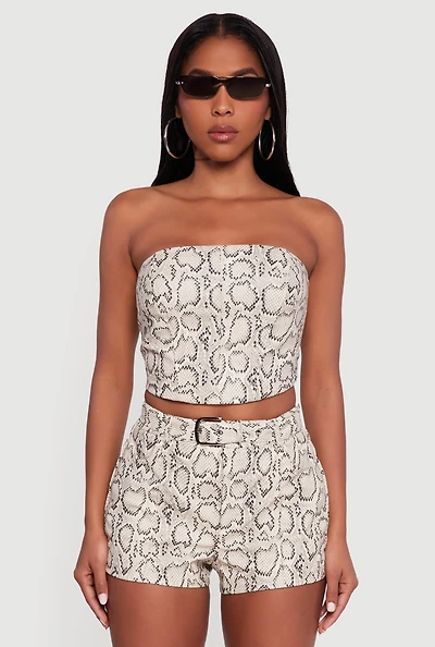 Animal Print Smocked Back Corset Top