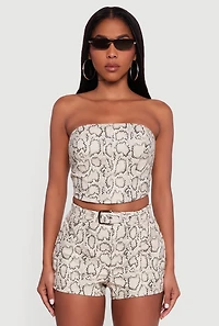 Animal Print Smocked Back Corset Top