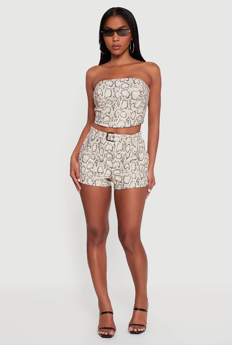 Animal Print Smocked Back Corset Top