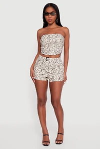 Animal Print Smocked Back Corset Top