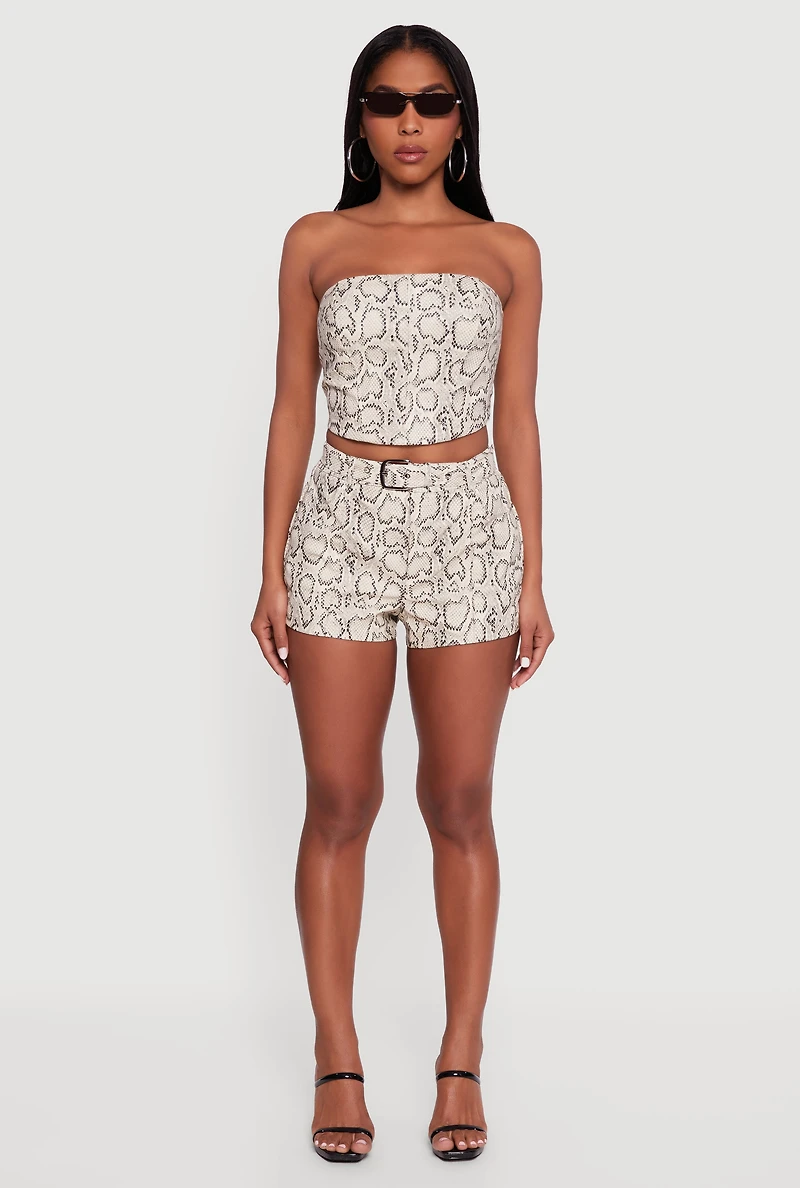 Animal Print Smocked Back Corset Top