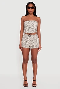 Animal Print Smocked Back Corset Top