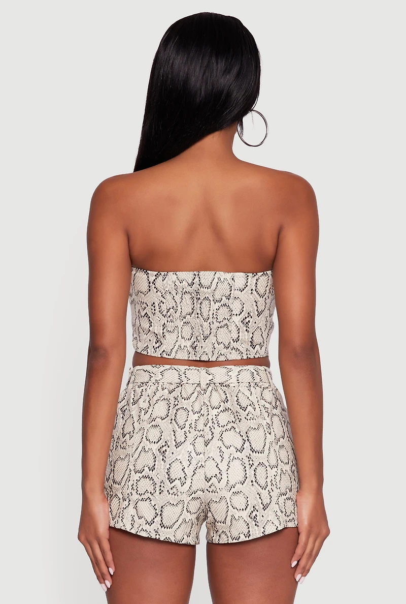 Animal Print Smocked Back Corset Top