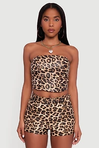 Animal Print Smocked Back Corset Top