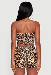 Animal Print Smocked Back Corset Top