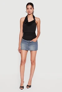 Ruched Cowl Neck Halter Top