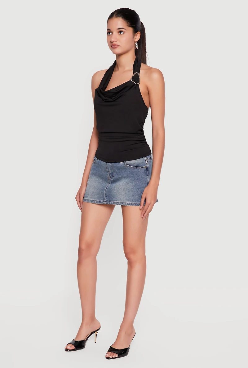 Ruched Cowl Neck Halter Top