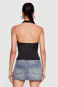 Ruched Cowl Neck Halter Top
