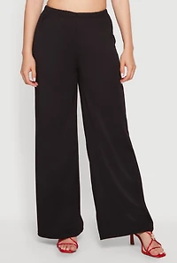 High Waisted Pull On Wide Leg Dress Pants