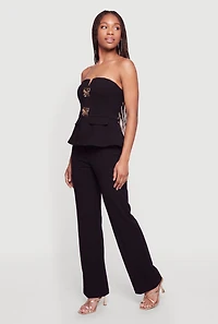 Metallic Detail Zip Back Tube Top