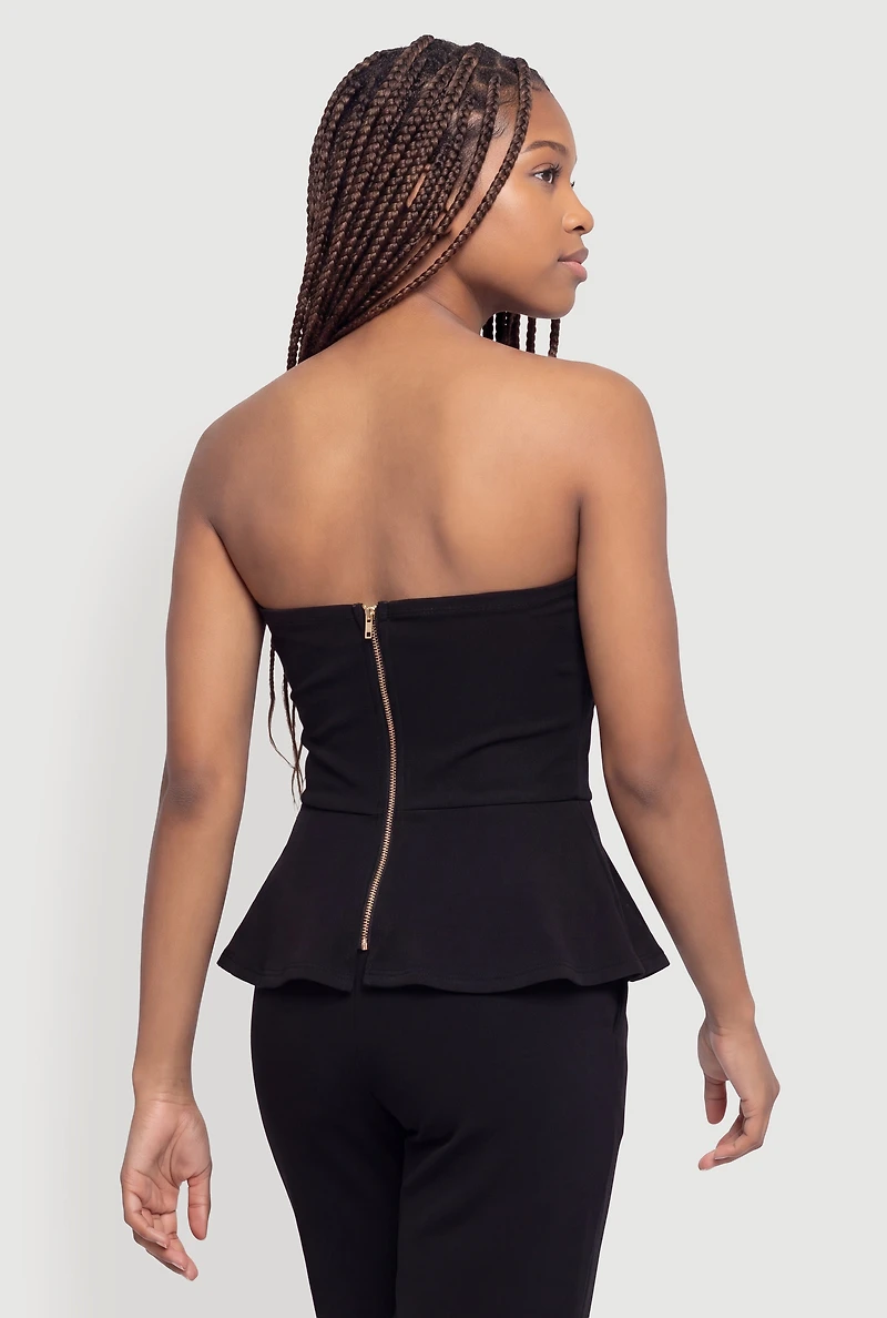 Metallic Detail Zip Back Tube Top