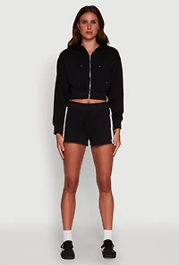 Womens Iris Fleece Zip Front Hoodie, Black, Size M