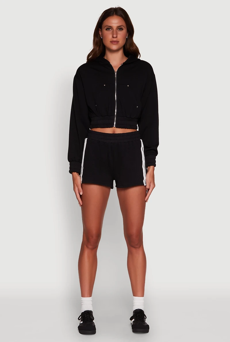 Womens Iris Fleece Zip Front Hoodie, Black,
