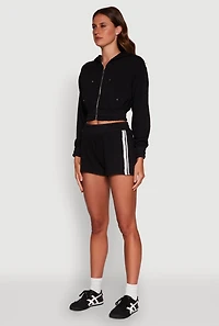 Womens Iris Fleece Zip Front Hoodie, Black, Size M
