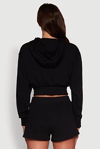 Womens Iris Fleece Zip Front Hoodie, Black, Size M
