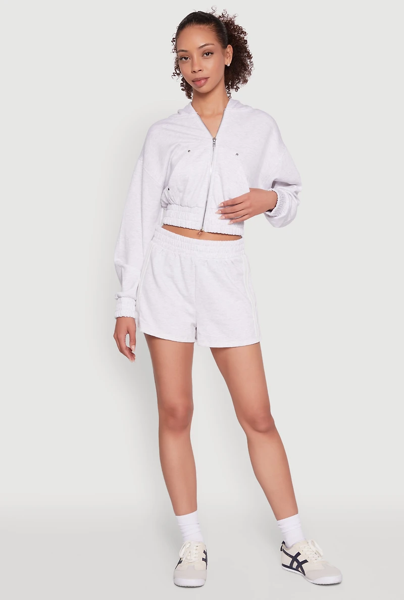 Womens Iris Fleece Zip Front Hoodie, White, Size M
