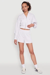 Womens Iris Fleece Zip Front Hoodie, White, Size M
