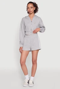 Womens Iris Fleece Zip Front Hoodie, Grey, Size M