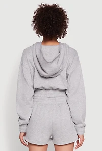 Womens Iris Fleece Zip Front Hoodie, Grey, Size M