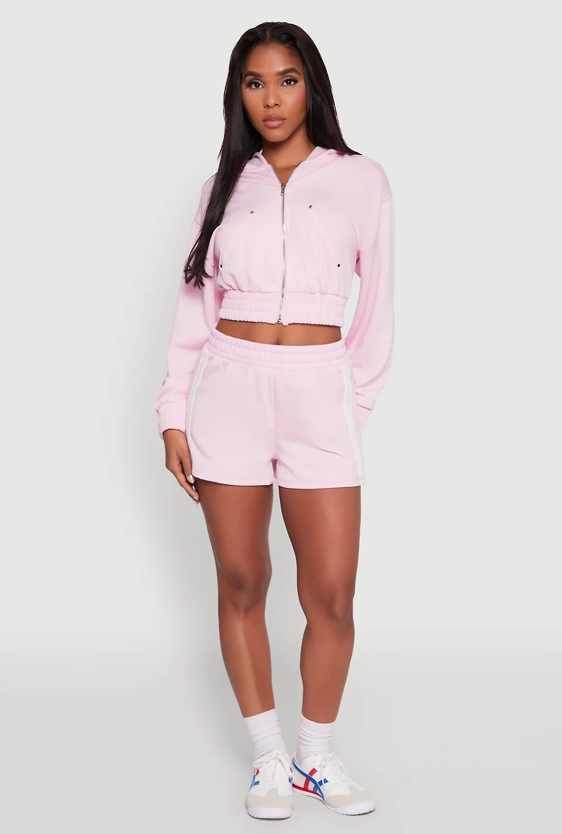 Womens Iris Fleece Zip Front Hoodie, Pink, Size S