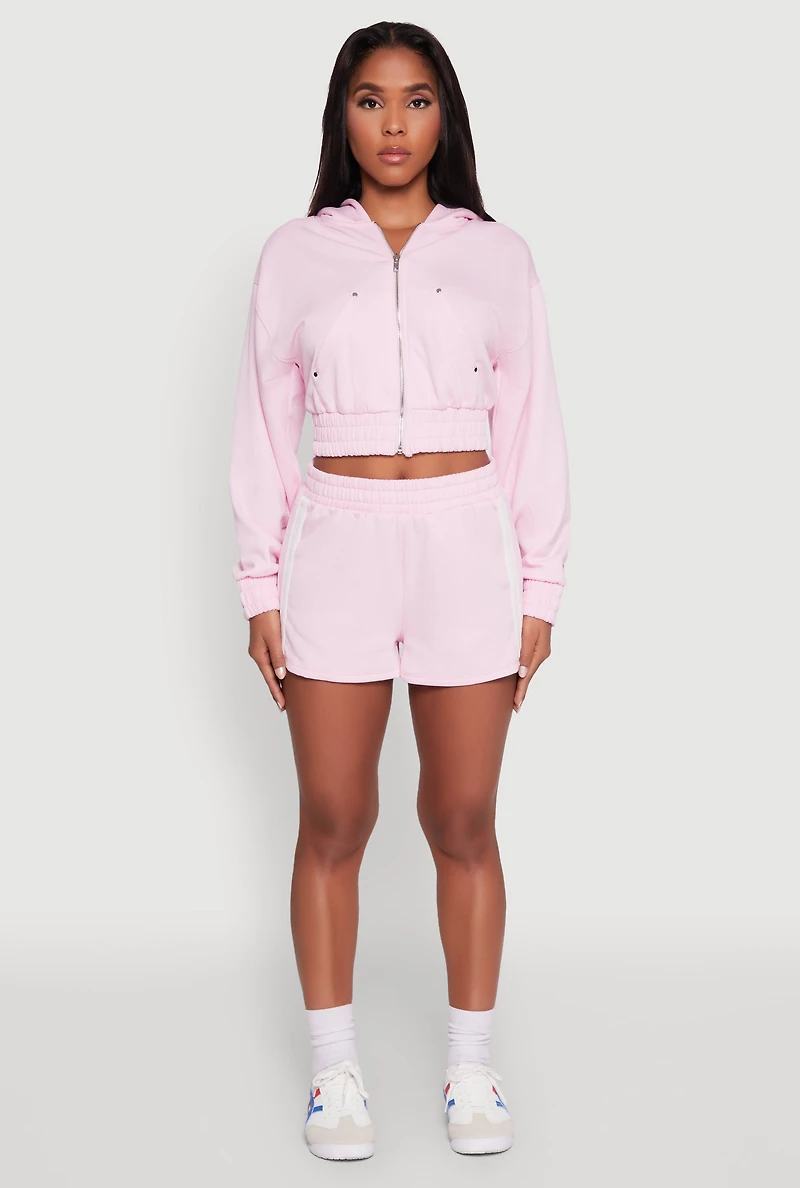 Womens Iris Fleece Zip Front Hoodie, Pink, Size S