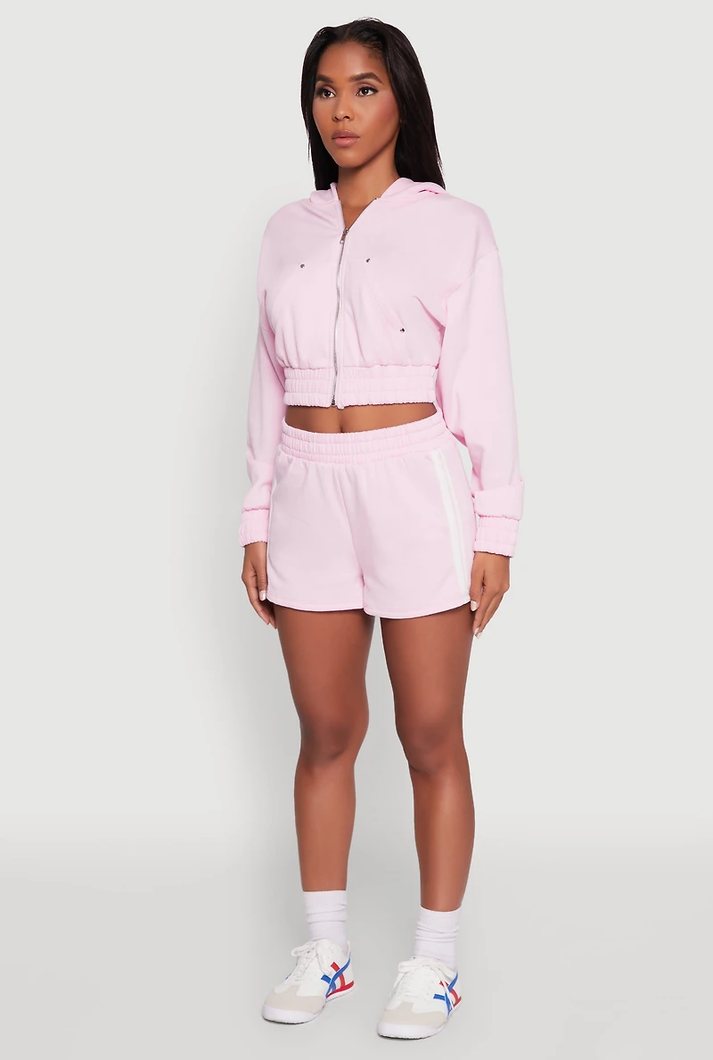 Womens Iris Fleece Zip Front Hoodie, Pink, Size S