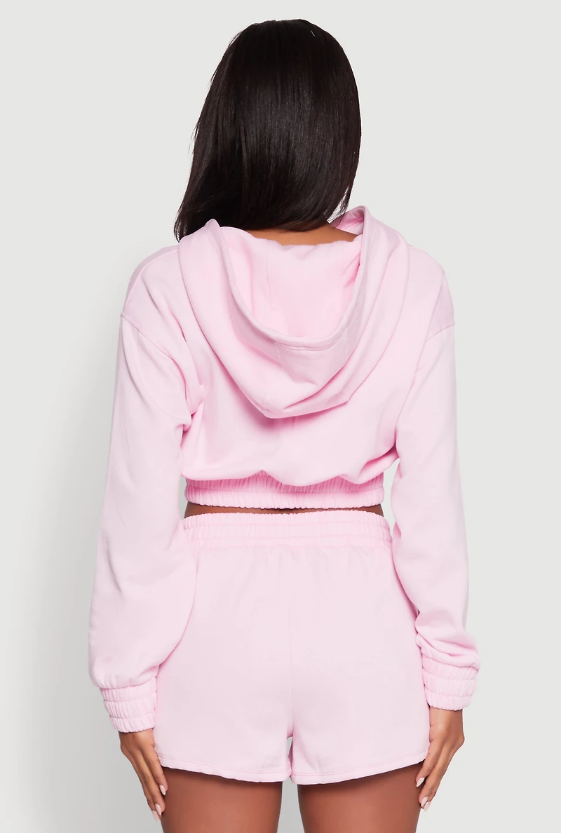 Womens Iris Fleece Zip Front Hoodie, Pink, Size S