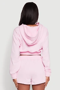 Womens Iris Fleece Zip Front Hoodie, Pink, Size S