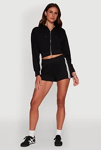 Womens Iris High Waisted Varsity Stripe Fleece Shorts, S